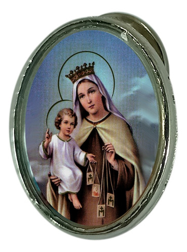 10 Pz Pin Prendedor Ovalado Color Virgen Del Carmen