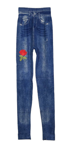 Imagen 2 de 5 de Calza Jean Leggin Indumentaria Dama Flower