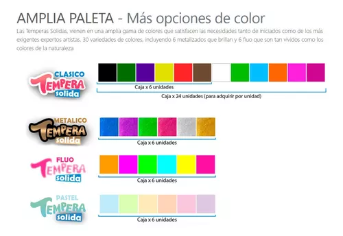 Témpera Sólida 6 Colores Metalizados Sifap