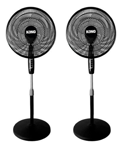 Set 2 Ventilador De Pedestal 5 Aspas 16 3 Velocidades Kong Estructura Negro Aspas Blanco Diámetro 40.64 Cm Frecuencia 110v / 60hz Material De Las Aspas Plástico