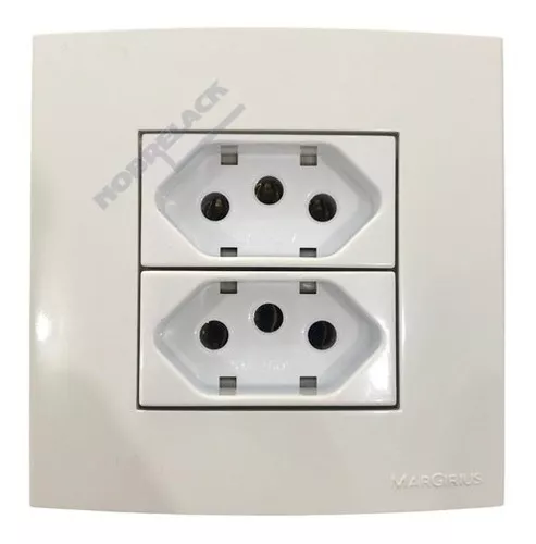 Enchufe doble empotrado blanco para muebles 10A Pial Legrand, color blanco