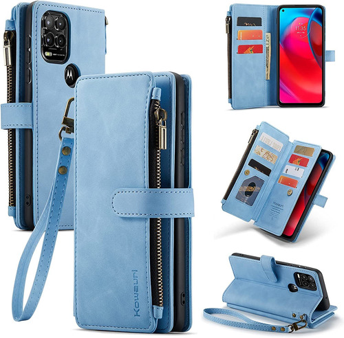 Funda Billetera Celeste Magnetica Para Moto G Stylus