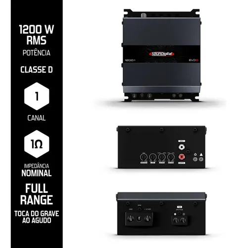 Módulo SounDigital 1200.1 EVO6 1 Ohm 1 Canal Classe D Digital