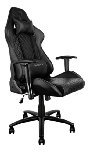 Silla de escritorio ThunderX3 TGC15 gamer ergonómica negra con tapizado de cuero sintético