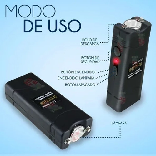 2 Paralizador Lámpara Chicharra Taser 30000 Volts Recargable