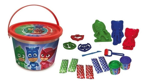 Imagen 1 de 3 de Heroes En Pijama Pj Masks Set De Masas 3d En Balde Kreker