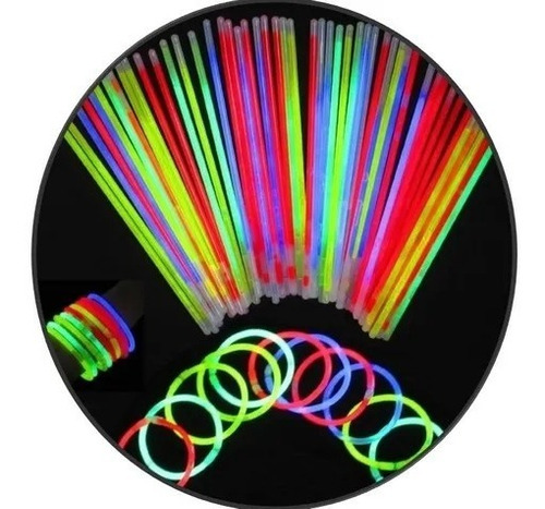 50 Tubos De Pulsera Neón De 100 Pzs Colores Eventos Fiesta