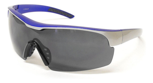 Lentes Deportivos Wallis Armazón Plata/azul Micas Humo Color de la lente Azul/plata. Color de la varilla Azul