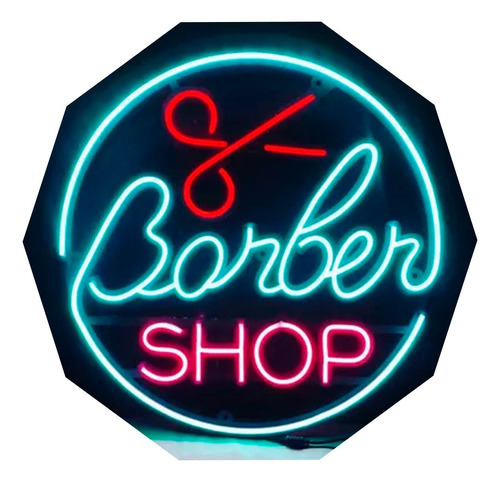 Cartel Barbería Barber Shop Para Interior En Neón Led
