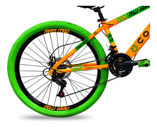 Bicicleta Colli Grau - Suspensão - Aro 26 - Disco - 21v Cor Laranja/neón Tamanho Do Quadro 13.5