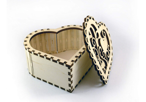 Spl Woodcraft Joyero Pequeno De Madera En Forma De Corazon, 