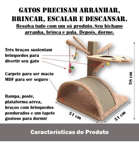 Imagem 2 de 8 de Brinquedo Arranhador Gato Multifunção Design Diferenciado