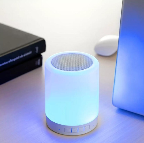 Caixa De Som Bluetooth Led Touch Luminária Abajur Multicolor