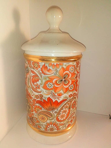 Antiguo Envase Con Tapa De Porcelana Limoges De Gran Diseño 