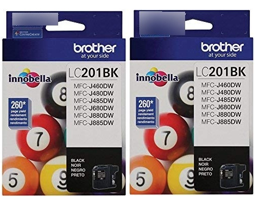 Brother Lc-201bk - Cartucho De Tinta (2 Unidades), Color Ne.