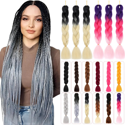 Extensiones De Kanekalon Trenzas Africanas Cabello 3 Pzs