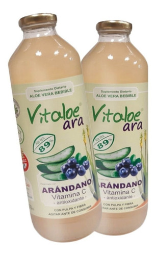 Jugo Arandano 89% Aloe Vera Vitaloe 950 Cc Sin Tacc Pack X2 Sabor Arándanos