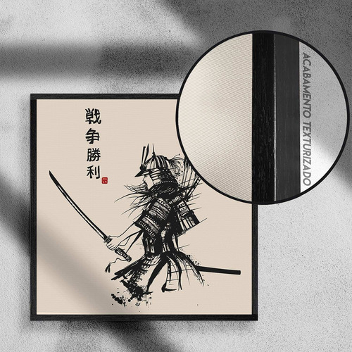 Imagem 2 de 4 de Quadro Canvas Premium 40x40 - Samurai Vintage Oriental 6