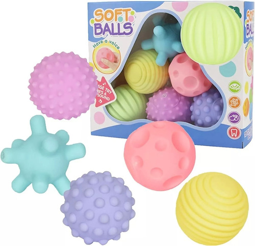 Juego 6 Pelotas Texturizadas Soft Balls Juguetes Para Bebes