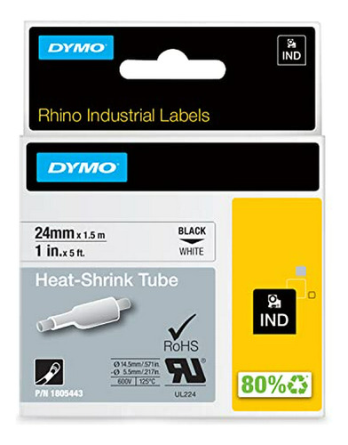 Etiquetas Termoencogibles  Rhino 1  Plástico, Negro Sobre Bl