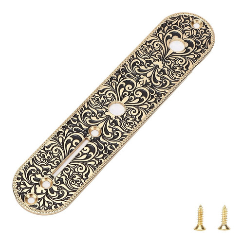 Eujgoov Electric Guitar Control Plate Metal Carved Gold