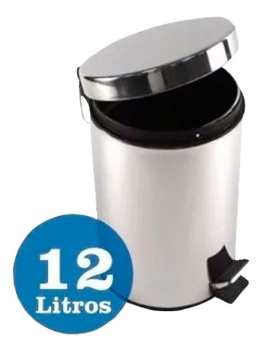 Cesto Tacho Basura 12 Litros Acero Inoxidable Pedal Papelero