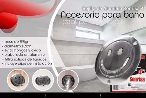 Tapa Rejilla Coladera Sonrisa 4 Pulgadas | 4 Pzas
