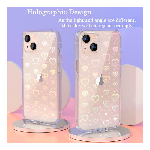 Tksafy Funda Compatible Con Iphone 13, Diseño De Patrón De Y Corazón Arcoíris.