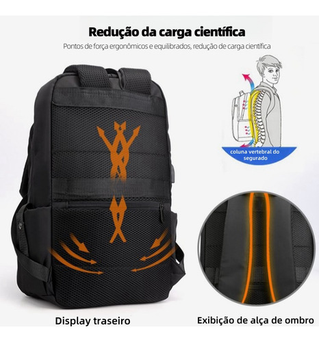 Mochila Para Notebook Masculina Vavichica Carregamento Usb Cor Preto Desenho Do Tecido Lisa