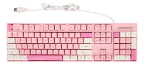 Teclado Com Fio Rosa, 104 Teclas, 3 Cores, Cute Gaming Usb
