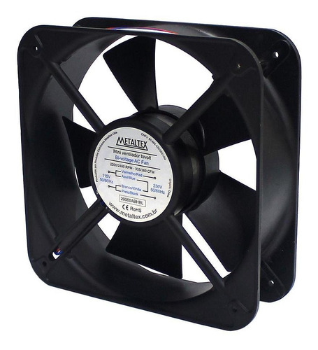 Ventilador 200x200x60mm 220vac Rodamiento