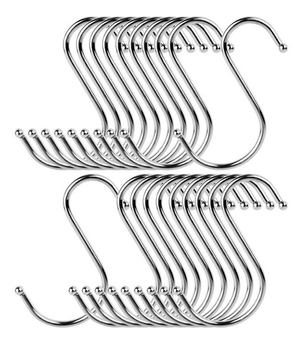 Sefuez - Paquete De 20 Ganchos En Forma De S De Acero Inoxid