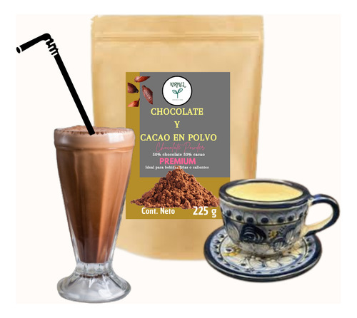 Chocolate Y Cacao En Polvo Karmel Premium 50% Cacao 225 G