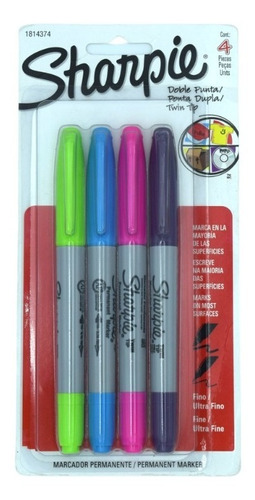 Marcadores Sharpie 4 Piezas Doble Punta Colores Neon