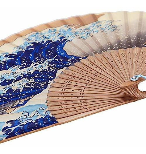 Abanico Plegable Japones Hecho A Mano Con Soportes De Bambu