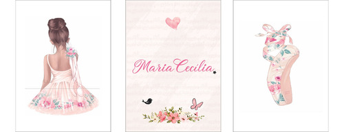 Placas Decorativa Bailarina18x13cm Infantis P/ Quarto. Maria Cecilia