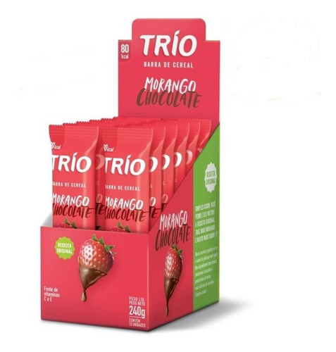 Trio Barra Cereal Trad. Morango Chocolate C/12