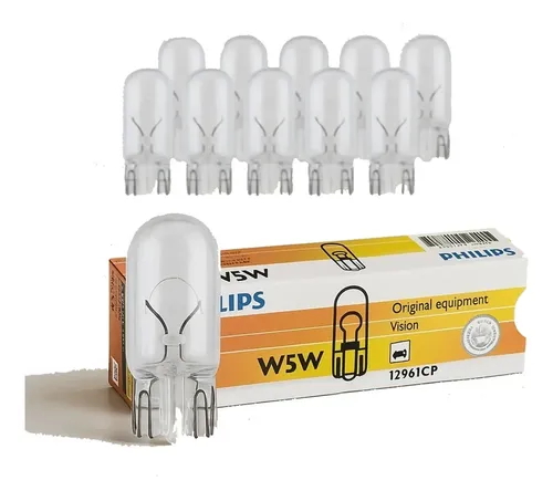 Lâmpada Comum 12v W5w Philips 12961 Pingo T10 Caixa C/ 10