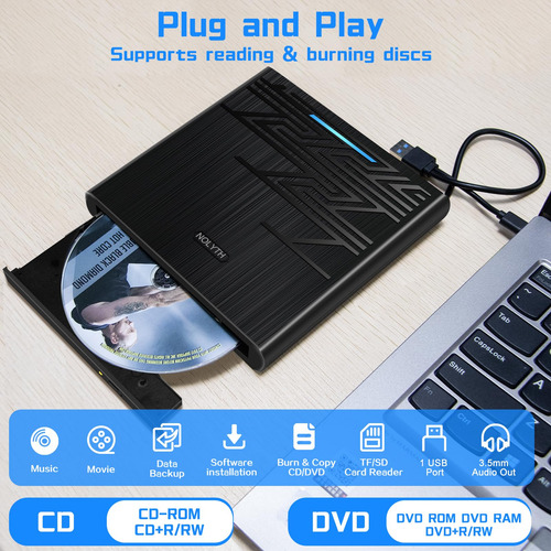 Lector Dvd Externo Usb 3.0/usb C Grabador Cd/dvd / Rw Para P
