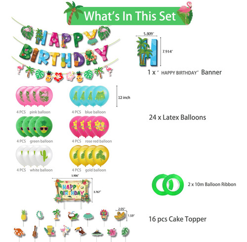 Qr Globos Hawaianos Decoración Cumpleaños Para Fiestas