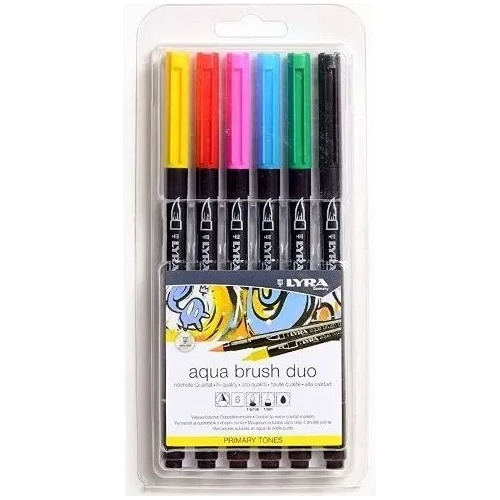 Brush Pen Aqua Brush Duo 6 Colores Primarios Lyra