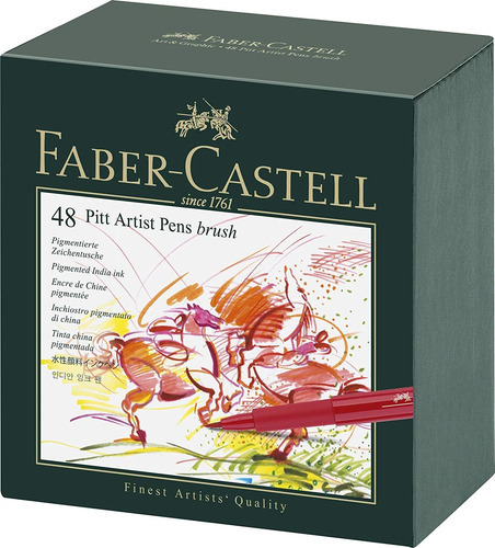 Marcadores Pitt Artist Brush Studio Set X 48 Faber Castell