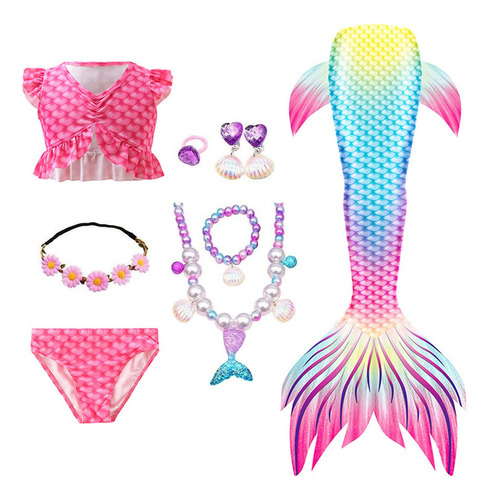 Kit Cola De Sirena Con Bikini Monoaleta Infantil