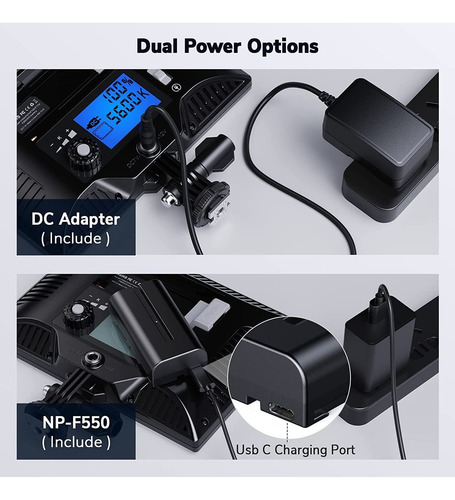 Panel De Luz De Video Led D20 Con Pantalla Lcd, 16 W, B...
