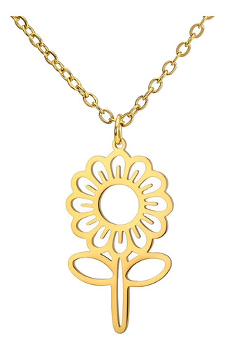 Collar Mujer Niña Flor Regalo Joya Plata Enchapada Oro 18k