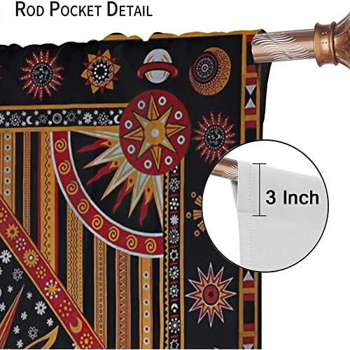Cortinas De Ventana Con Mandala Hippie, Sol Ardiente Indio,