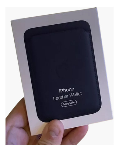 Funda Wallet Magsafe Magnetico Cuero Para Iphone Billetera Negro Lisa
