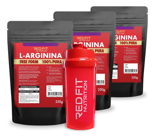 Red Fit Nutrition Kit L-arginina 250g ( 3 Unidades )