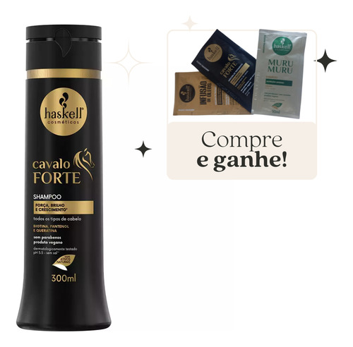 Shampoo Haskell Cavalo Forte 300ml Força Brilho E Hidratação