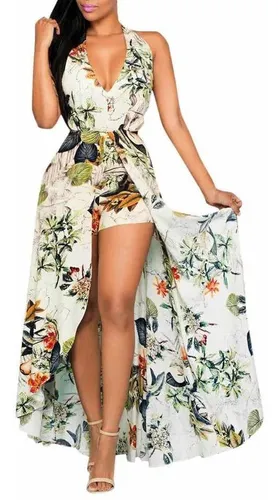 Vestido Short Largo Atr s Flores Asim trico Playa Girlboss Env o